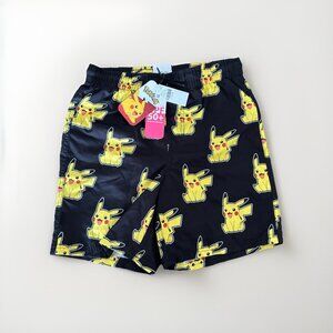Pokemon Swim Trunks Shorts Boy Size Large 10-12 Pikachu Vacation Pool Beach NWT